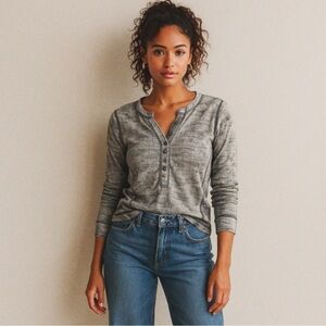 Stylish Heathered Long Sleeve Top